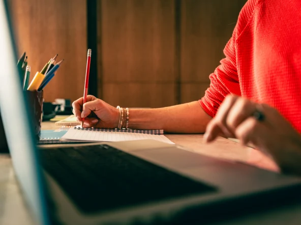 woman reviewing a solar service transfer
