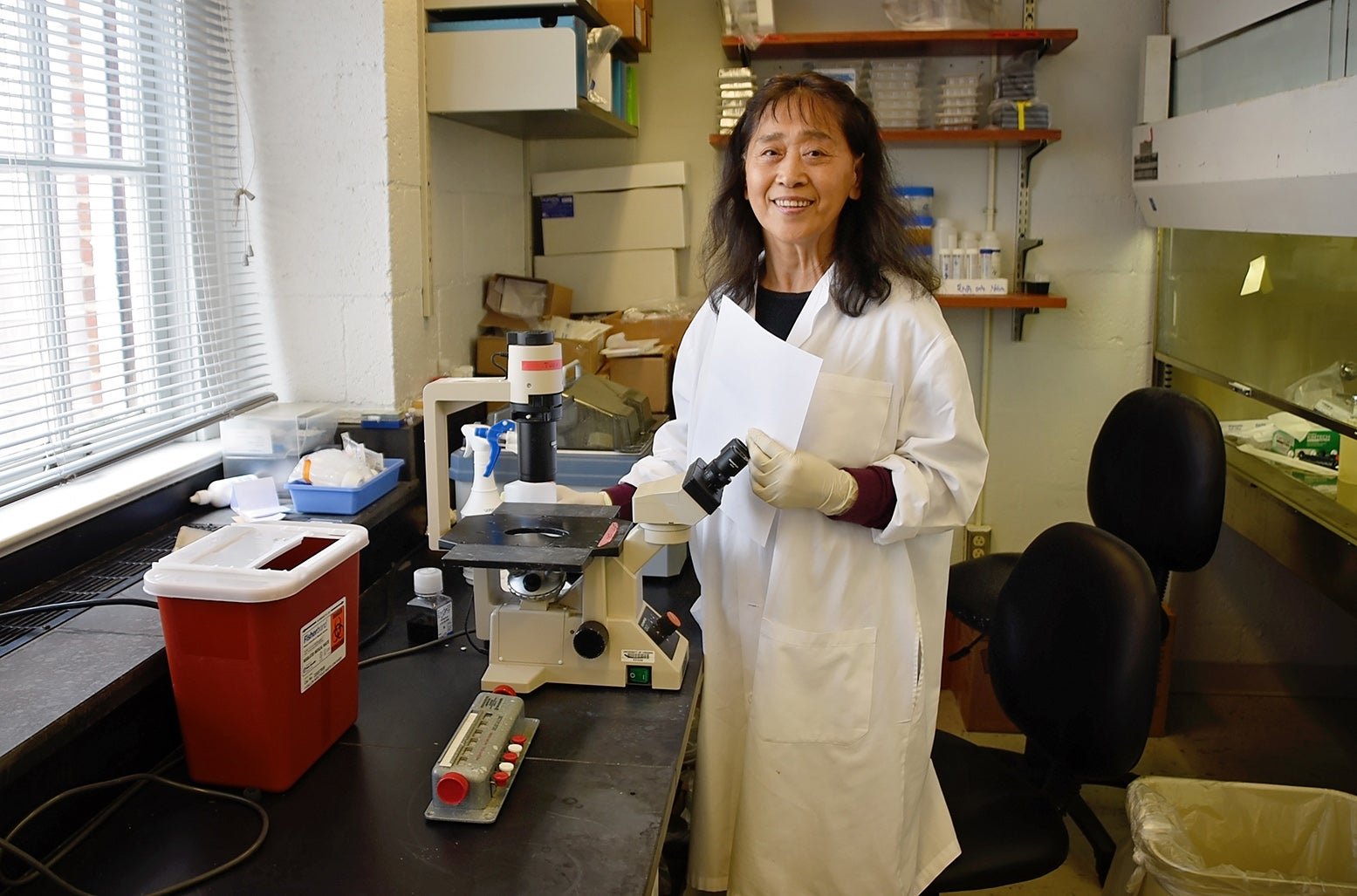 lab member working in the lab