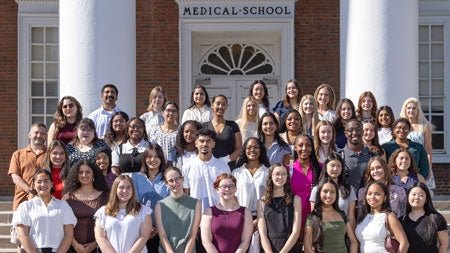 Public Health Sciences students on steps of Old Medical School