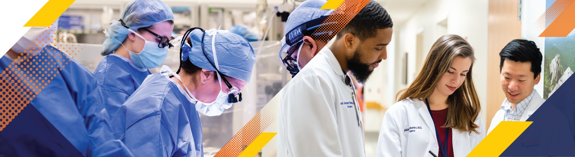 A collage of University of Virginia surgeons performing surgery