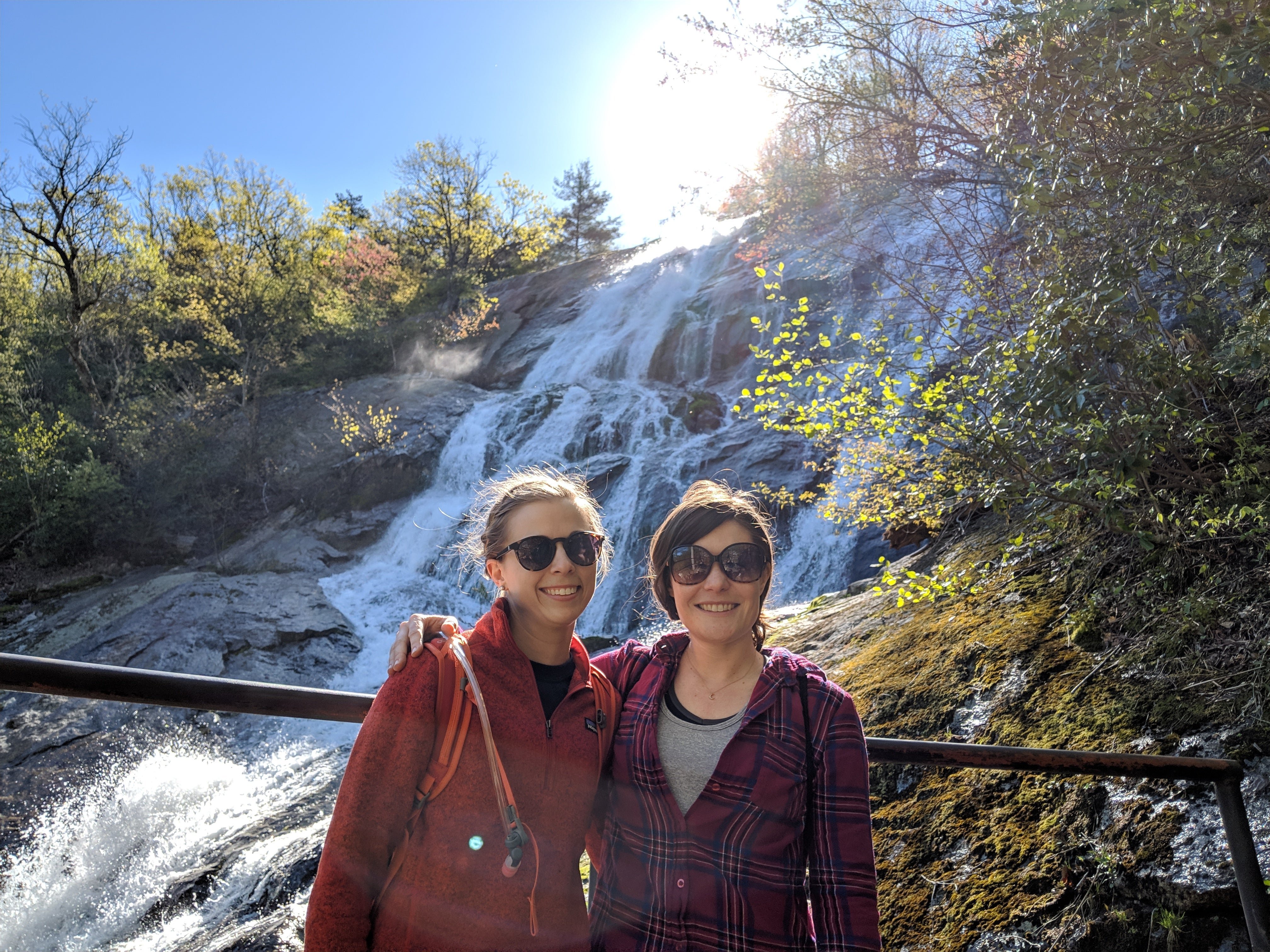 Residents by waterfall