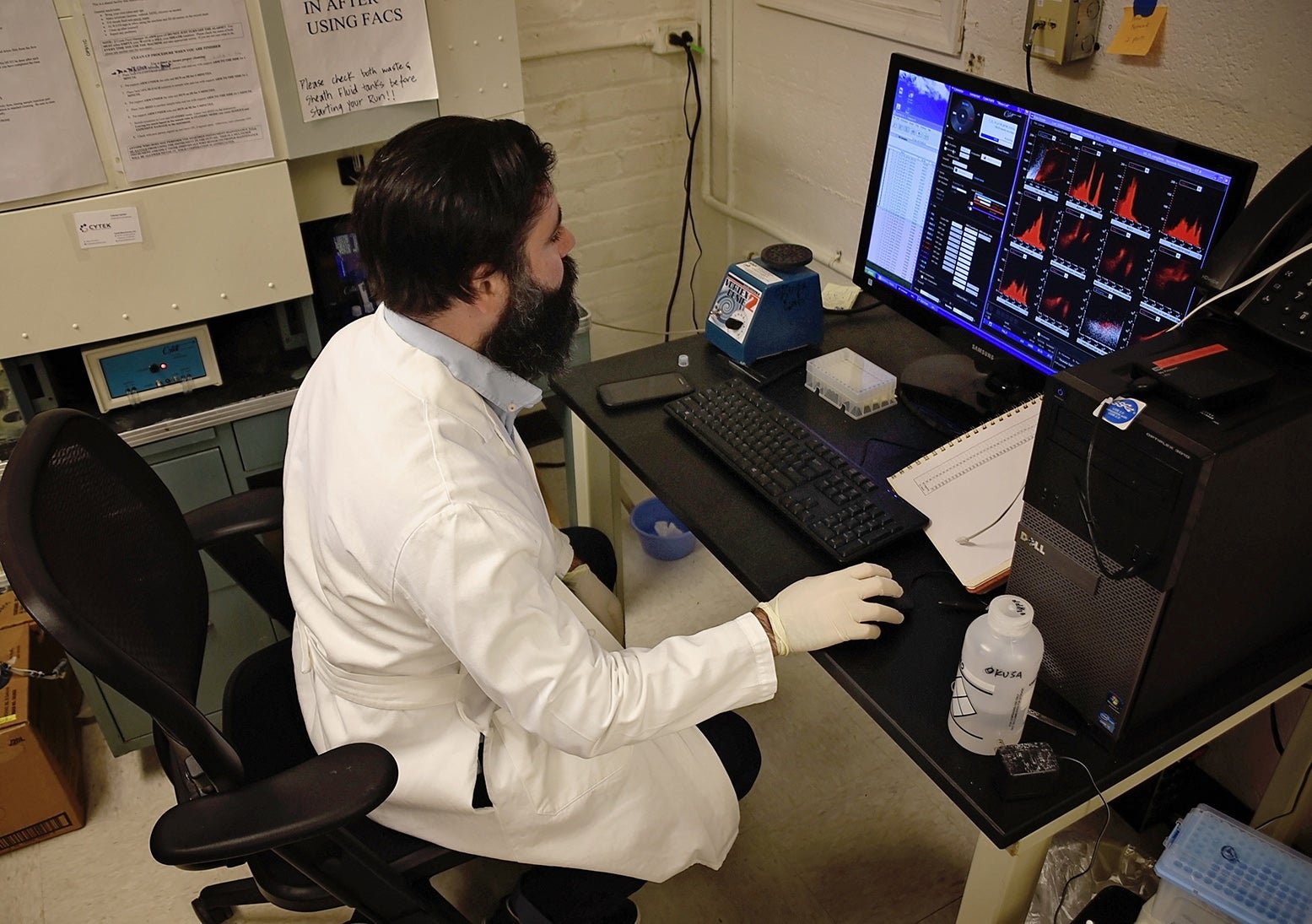 lab member working in the lab